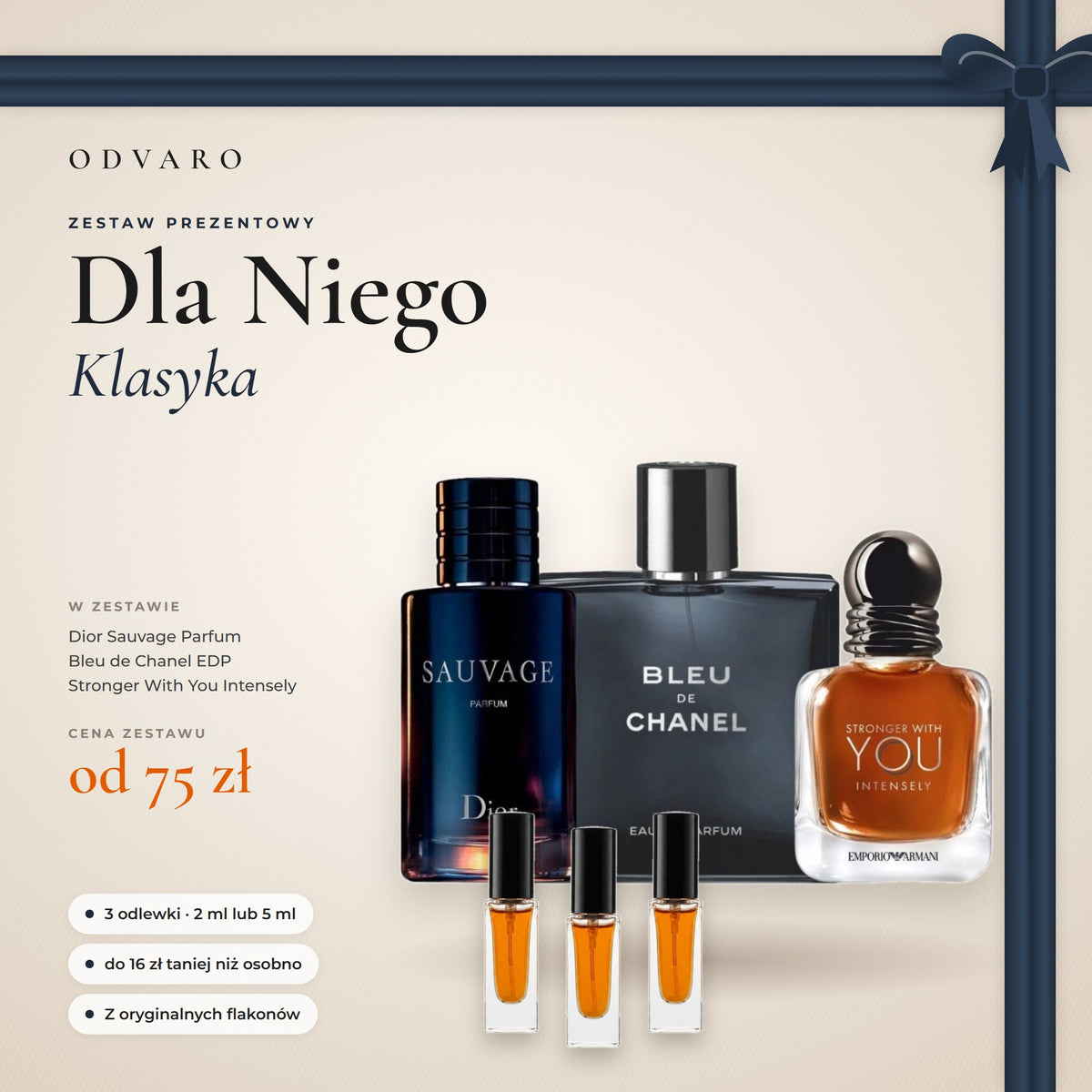 Zestaw prezentowy Dla Niego – Klasyka: 3 odlewki perfum 2 ml lub 5 ml