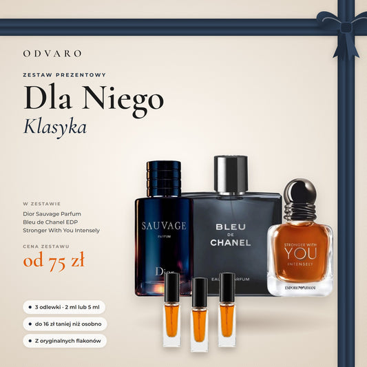 Zestaw prezentowy Dla Niego – Klasyka: 3 odlewki perfum 2 ml lub 5 ml