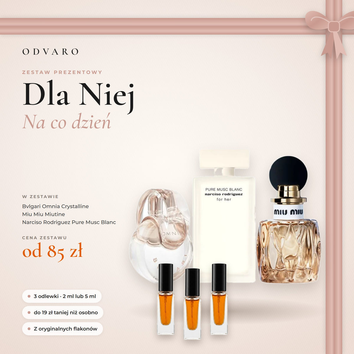 Zestaw prezentowy Dla Niej – Na co dzień: 3 odlewki perfum 2 ml lub 5 ml
