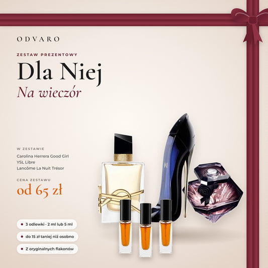Zestaw prezentowy Dla Niej – Na wieczór: 3 odlewki perfum 2 ml lub 5 ml