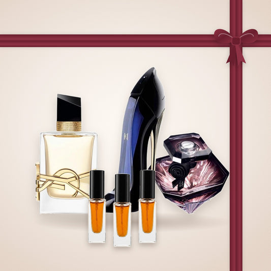 Zestaw odlewek perfum Dla Niej – Na wieczór: Carolina Herrera Good Girl, YSL Libre, Lancôme La Nuit Trésor
